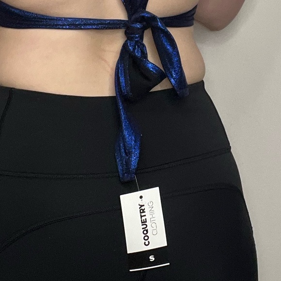 Coquetry Clothing Darted Tie Back Halter in Blue Sparkly Jewel New With Tags - Picture 6 of 6